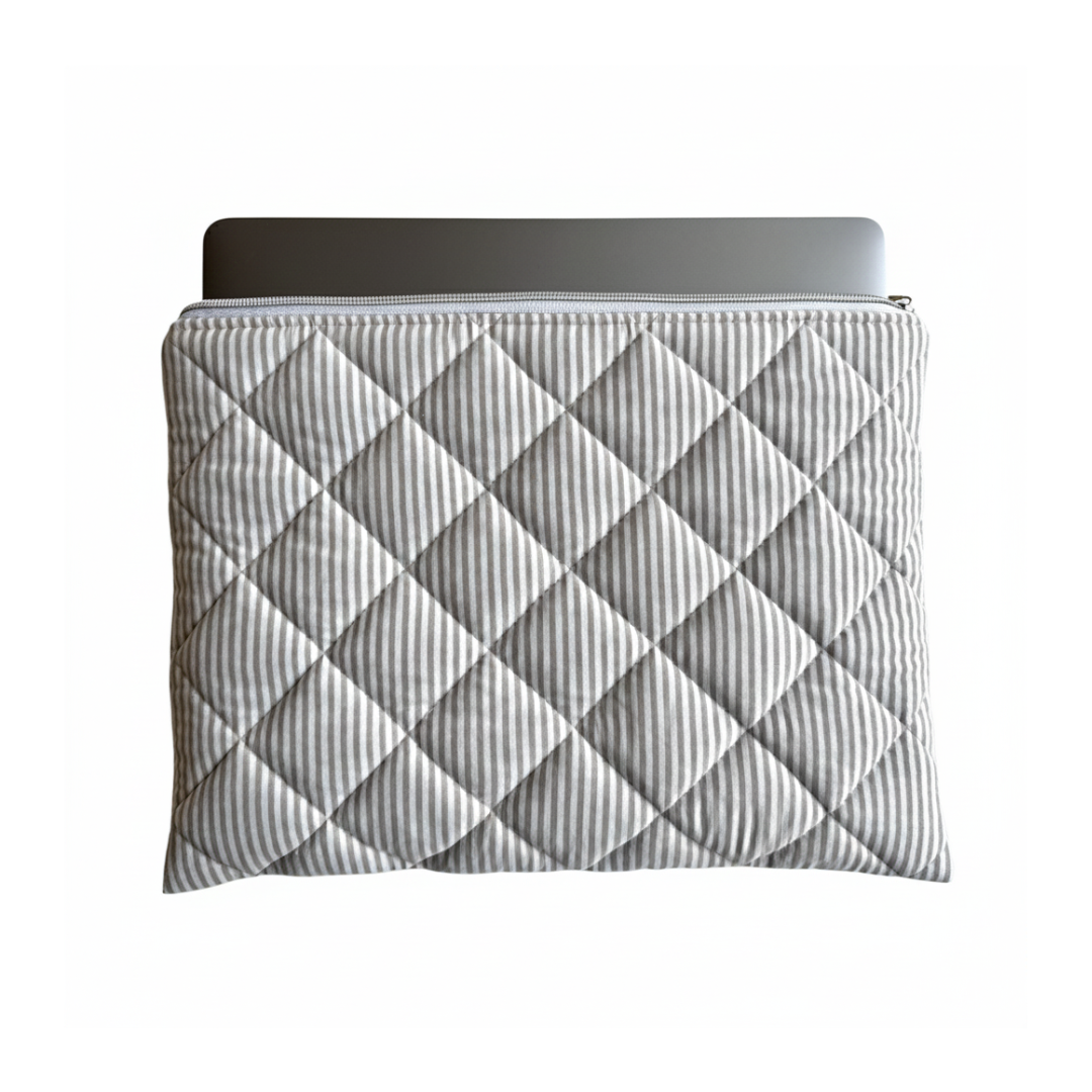 Laptoptasche gestreift – Tablet & Notebook Hülle Sandfarben