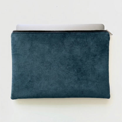Laptoptasche & iPad Hülle - Velour blau