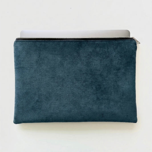 Laptoptasche & iPad Hülle - Velour blau