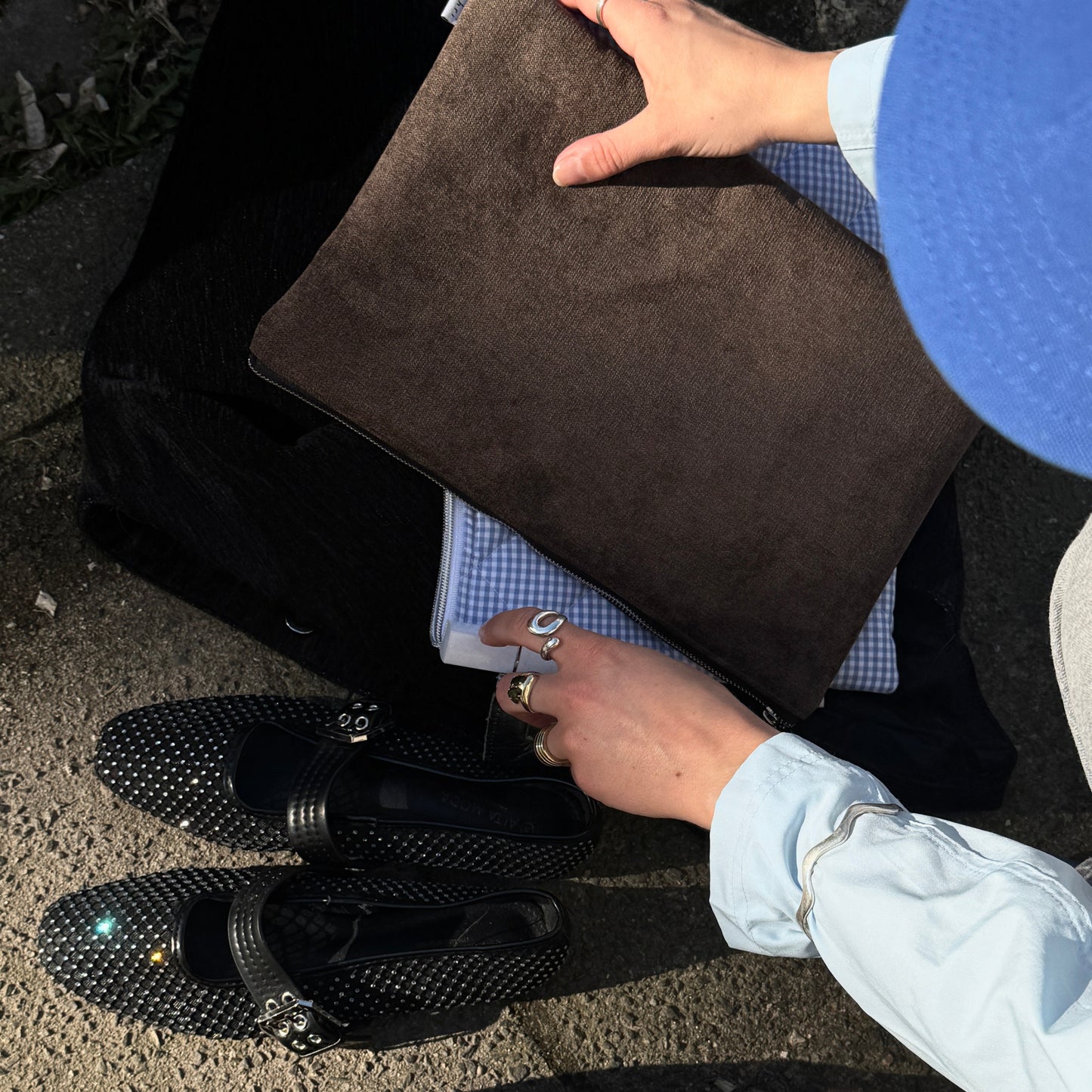 Laptoptasche & iPad Hülle - Velour braun