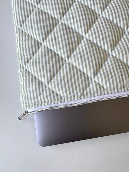 Laptoptasche & iPad Hülle - Hellgrün gestreift