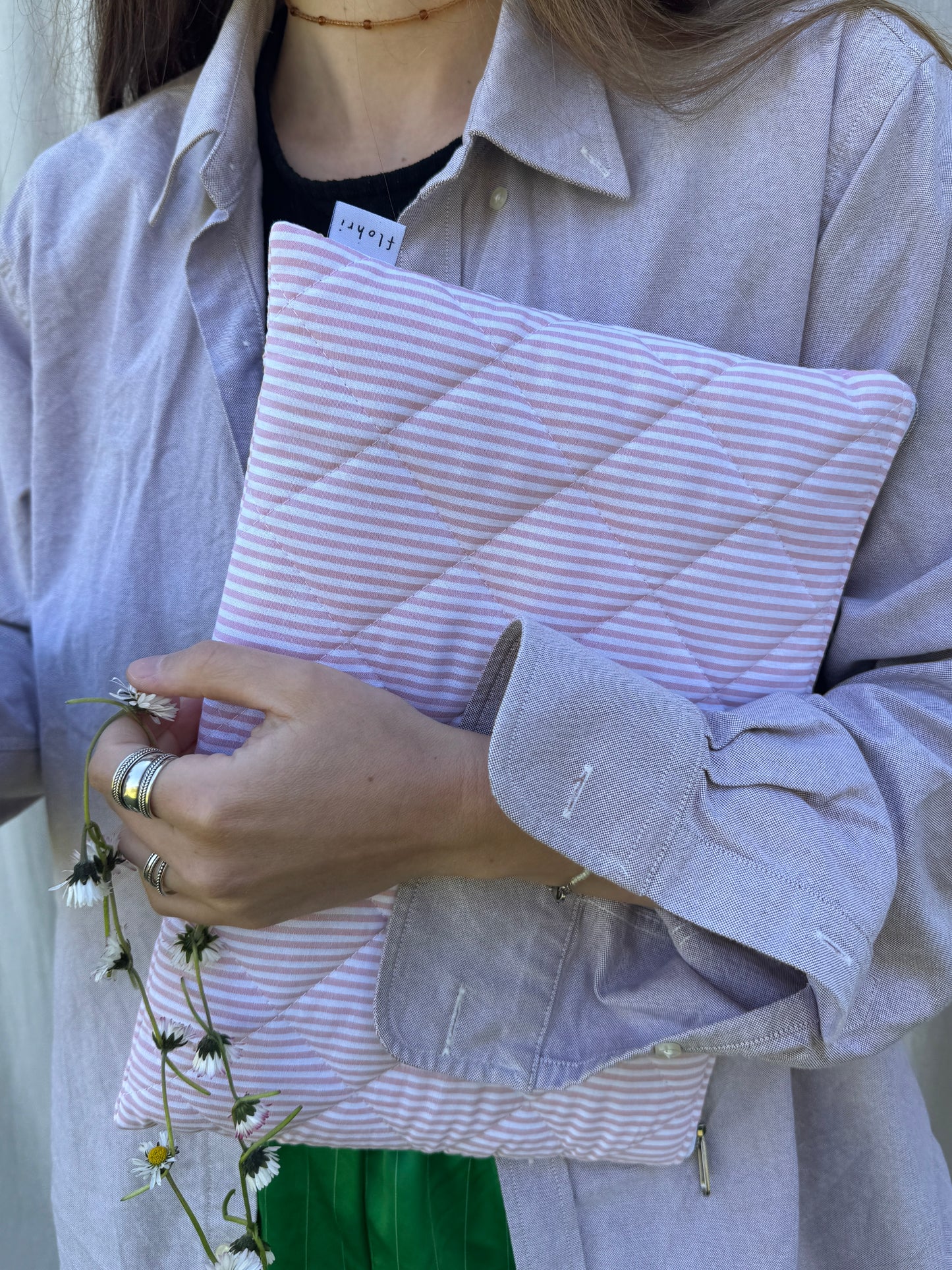 Laptoptasche rosa gestreift – Tablet & Notebook Hülle