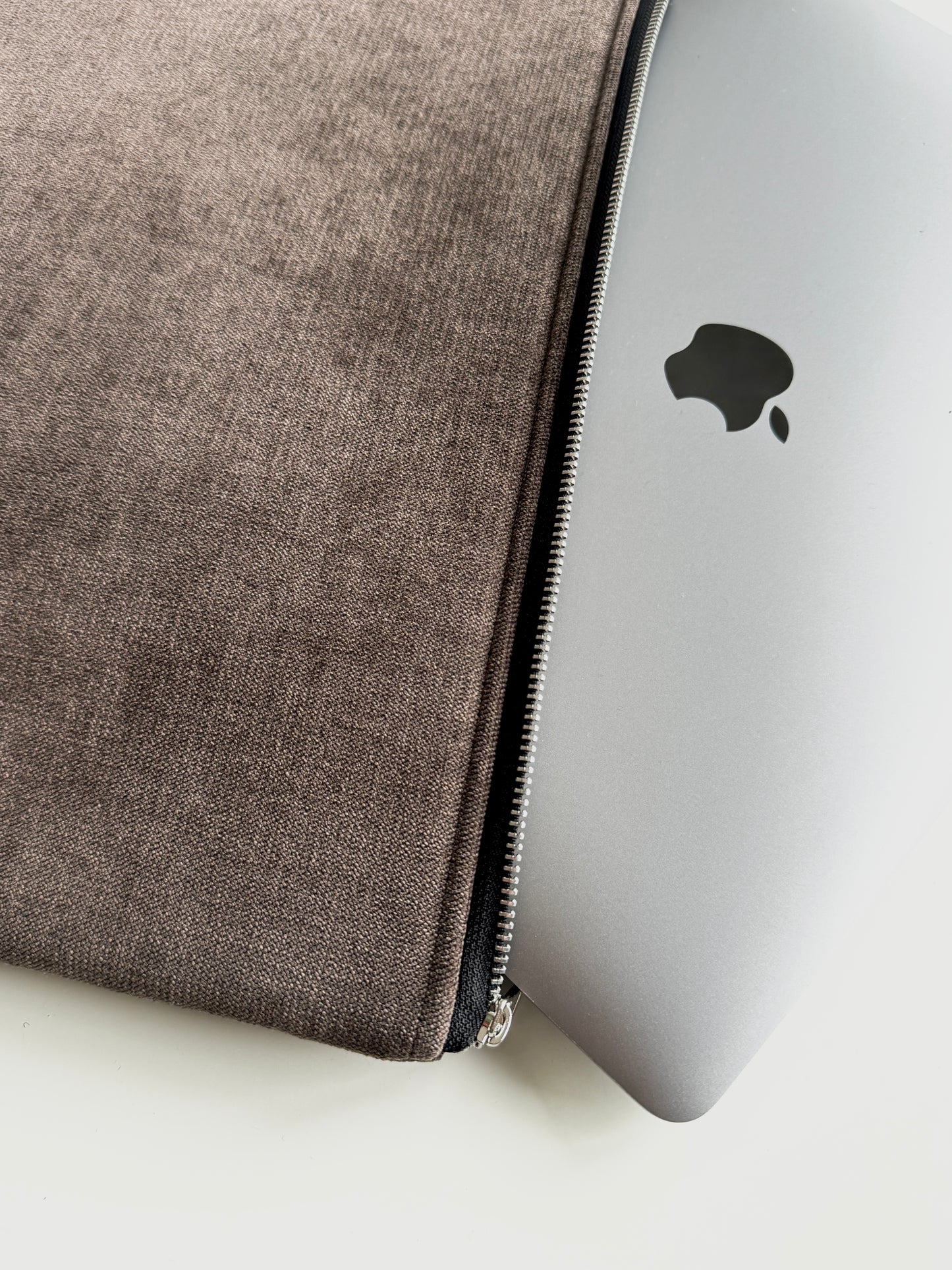 Laptoptasche & iPad Hülle - Velour braun