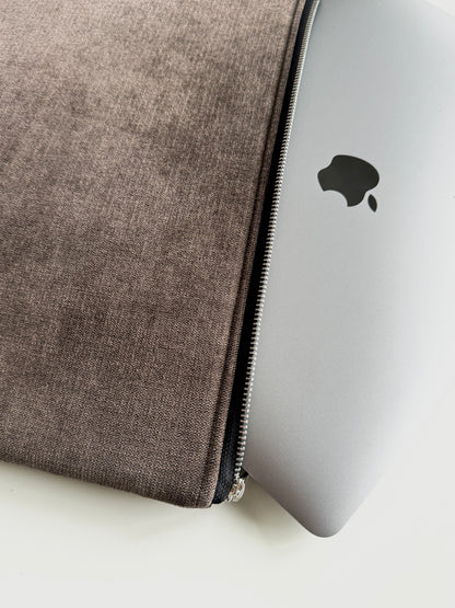 Laptoptasche & iPad Hülle - Velour braun