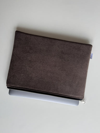 Laptoptasche & iPad Hülle - Velour braun