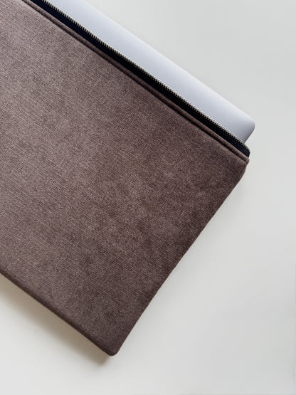Laptoptasche & iPad Hülle - Velour braun