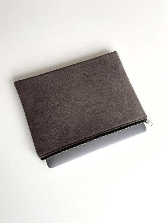 Laptoptasche & iPad Hülle - Velour braun