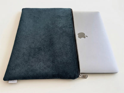 Laptoptasche & iPad Hülle - Velour blau