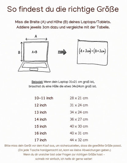 Größentabelle Laptoptasche 11 bis 17 Zoll – so findest du die richtige Größe