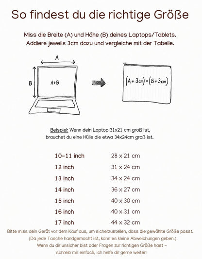 Größentabelle Laptoptasche 10 bis 17 Zoll – so findest du die richtige Größe