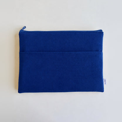 Laptoptasche blau aus Canvas mit Außenfach, handgemacht