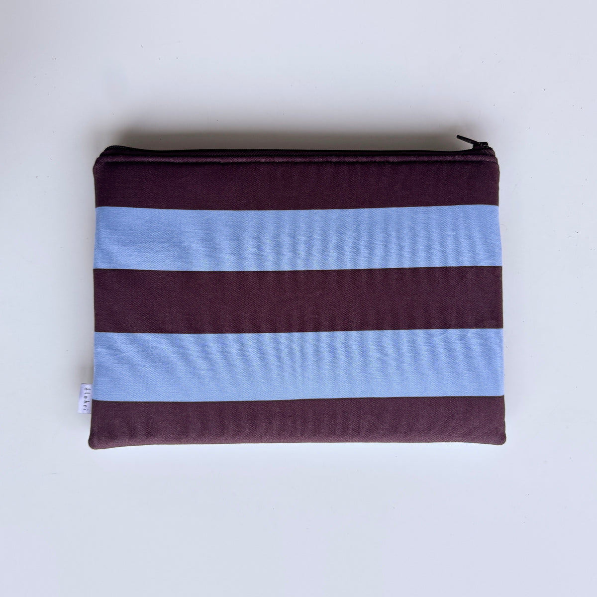 Laptoptasche gestreift hellblau/aubergine, handgemacht